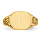 14k 11.0x9.0mm Octagon Open Back Signet Ring