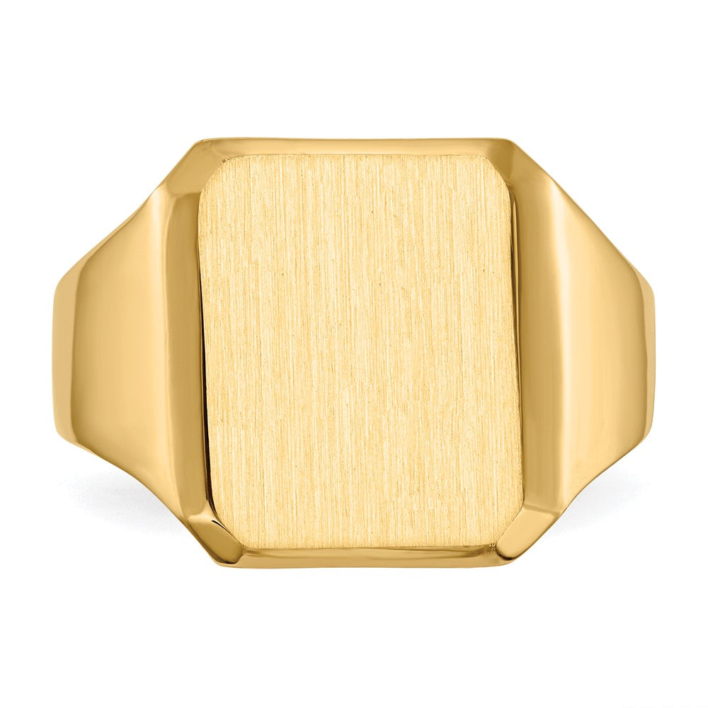 14k 12.5x15.0mm Octagon Closed Back Mens Signet Ring
