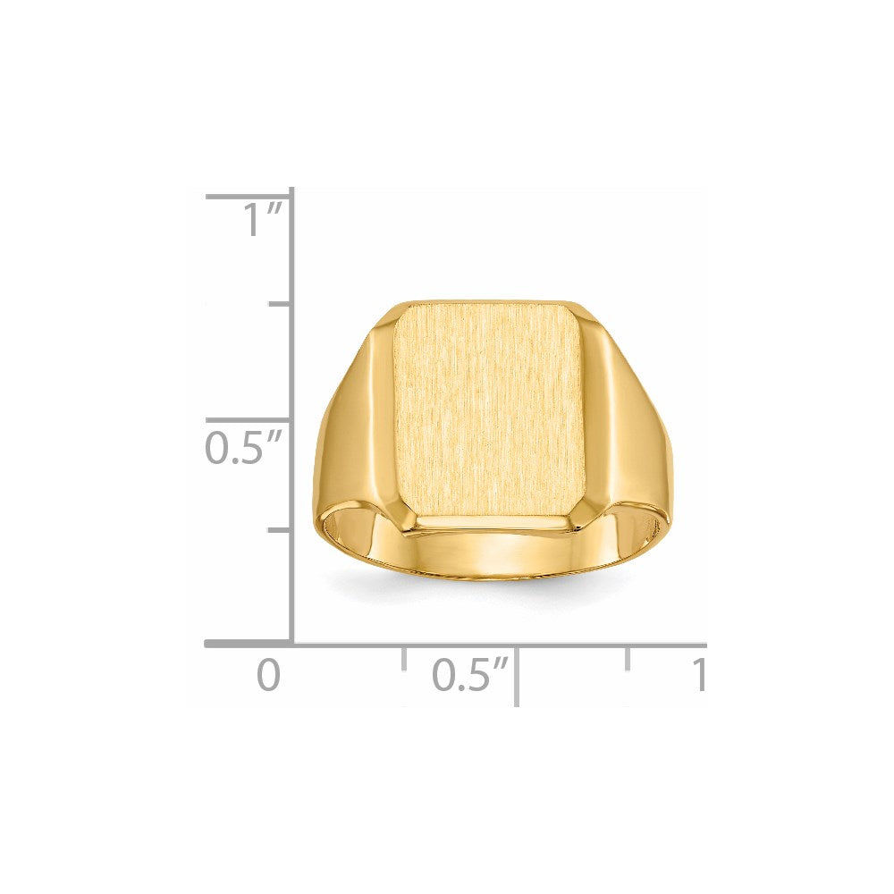14k 12.5x15.0mm Octagon Closed Back Mens Signet Ring
