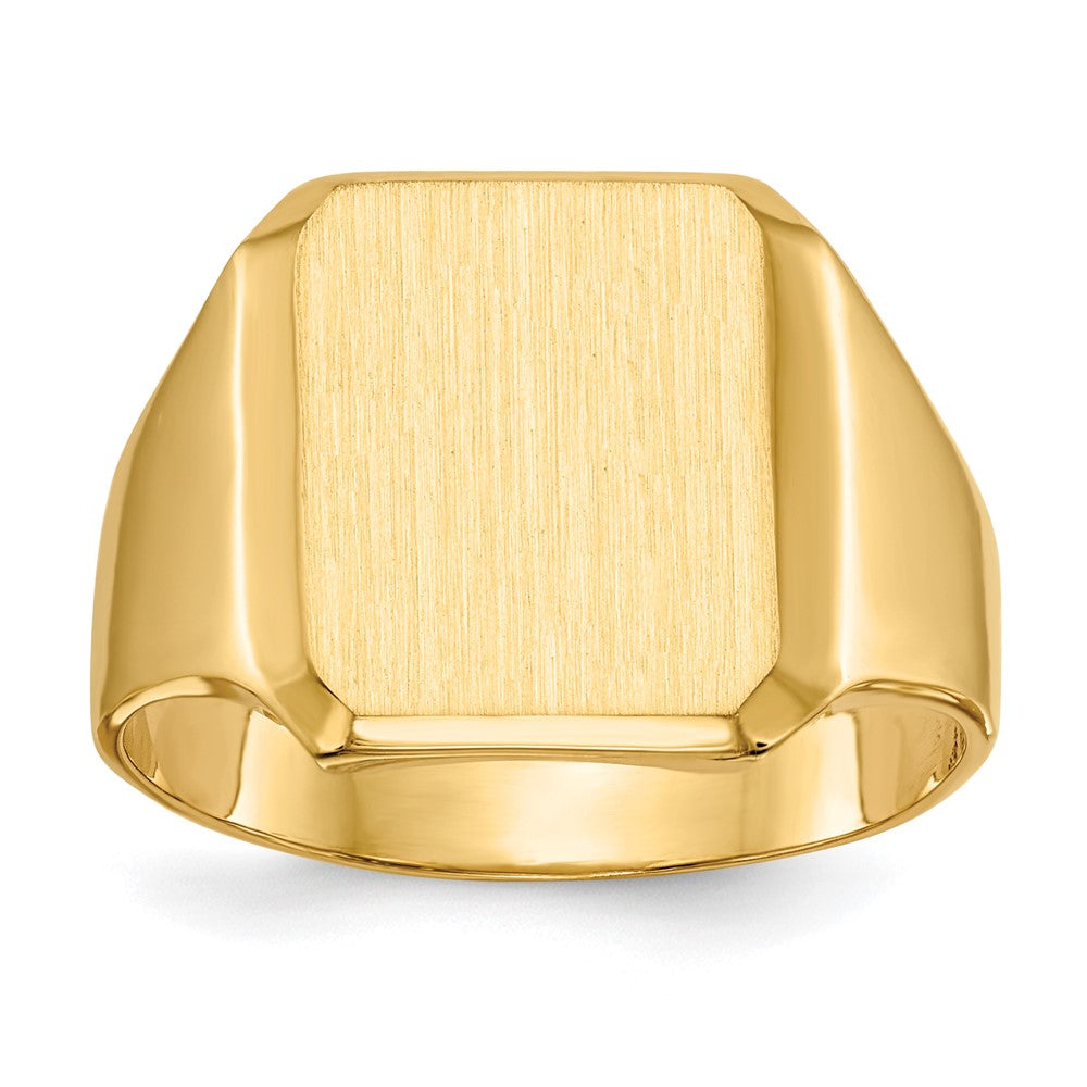 14k 12.5x15.0mm Octagon Closed Back Mens Signet Ring