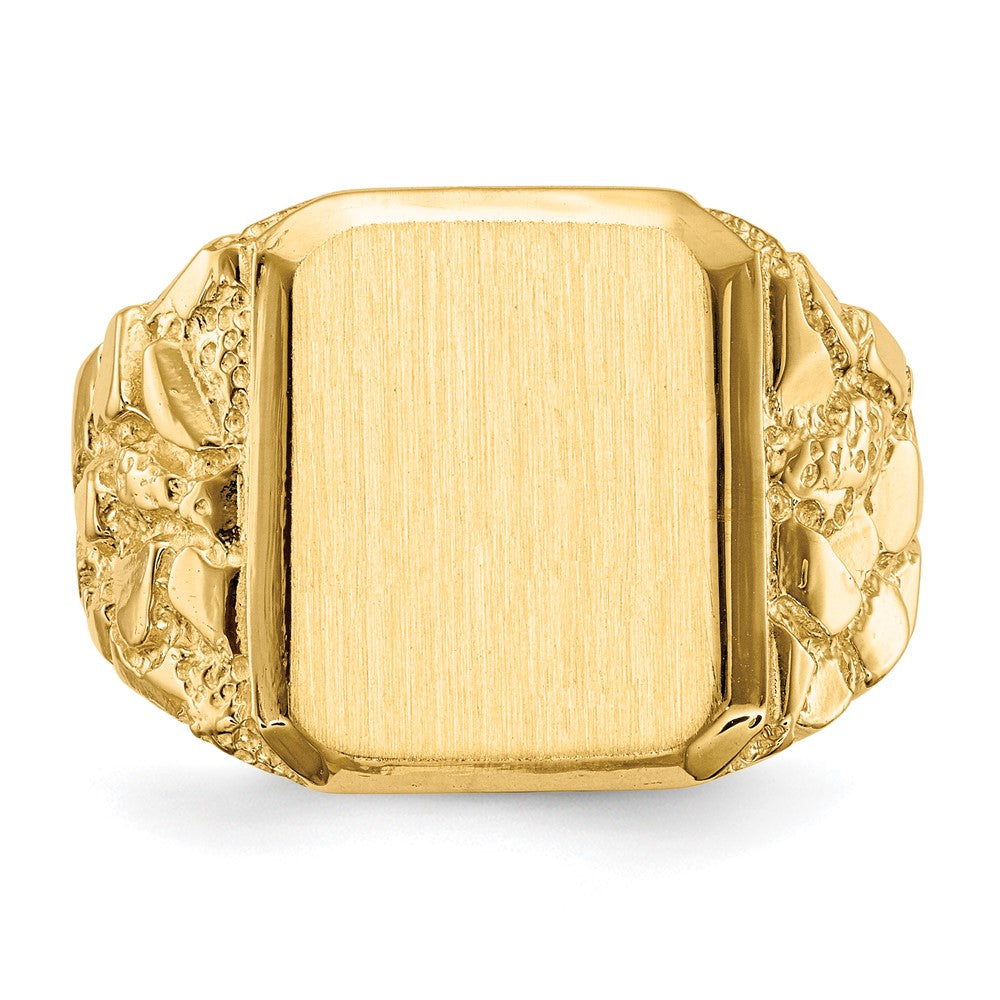 14k 13.0 x 14.0mm Octagon Open Back Mens Nugget Signet Ring
