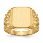 14k 13.0 x 14.0mm Octagon Open Back Mens Nugget Signet Ring