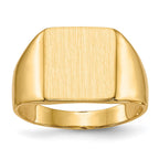 14k 11.0x11.5mm Square Closed Back Signet Ring