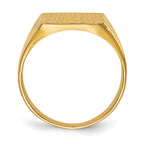 14k 12.0x13.0mm Square Closed Back Mens Signet Ring