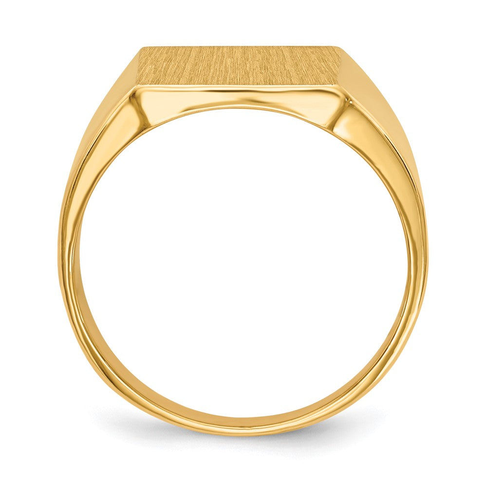 14k 13.5x15.0mm Rectangle Closed Back Mens Signet Ring
