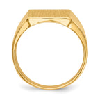 14k 13.5x15.0mm Rectangle Closed Back Mens Signet Ring