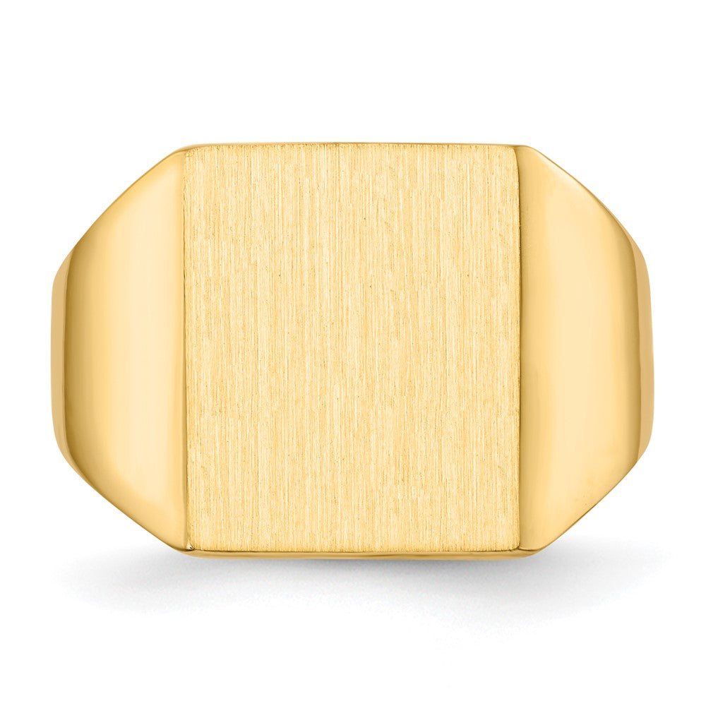 14k 13.5x15.0mm Rectangle Closed Back Mens Signet Ring