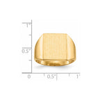 14k 13.5x15.0mm Rectangle Closed Back Mens Signet Ring