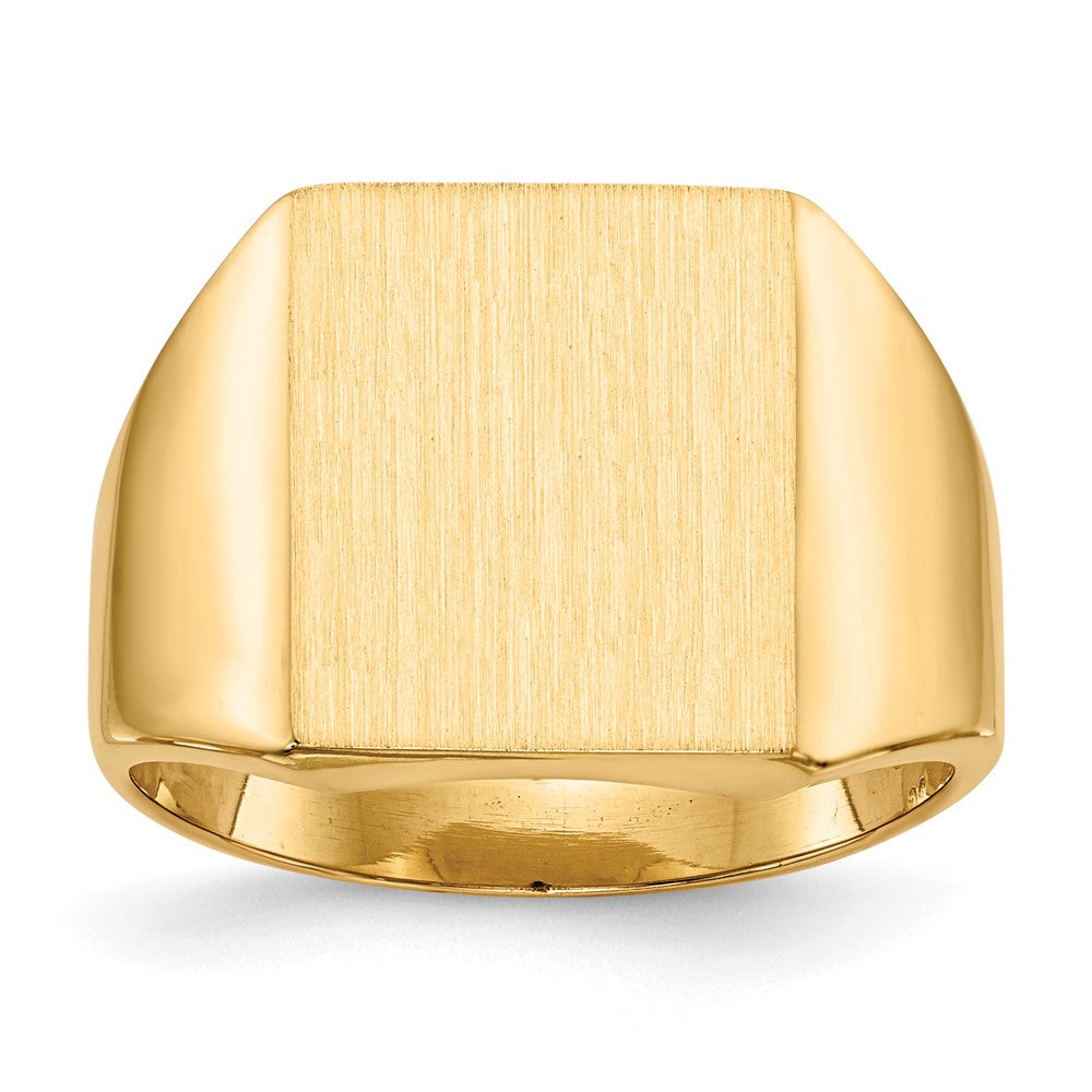 14k 13.5x15.0mm Rectangle Closed Back Mens Signet Ring