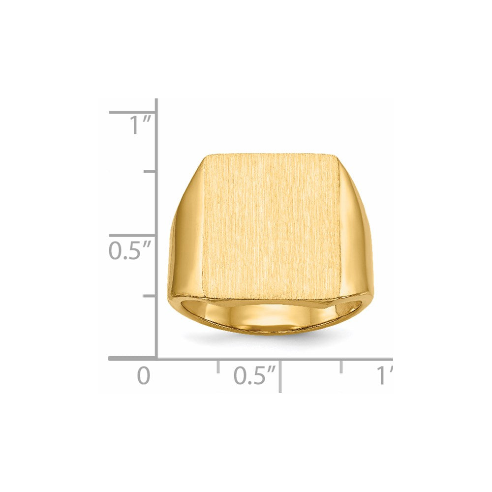 14k 15.0x17.0.0mm Rectangle Closed Back Mens Signet Ring