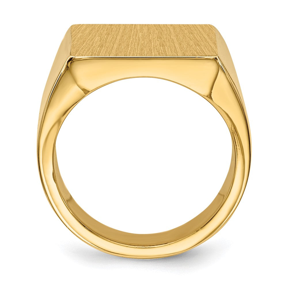 14k 16.5x17.5mm Rectangle Closed Back Mens Signet Ring
