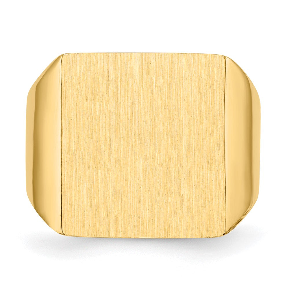 14k 16.5x17.5mm Rectangle Closed Back Mens Signet Ring