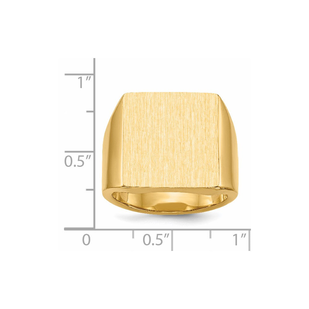 14k 16.5x17.5mm Rectangle Closed Back Mens Signet Ring