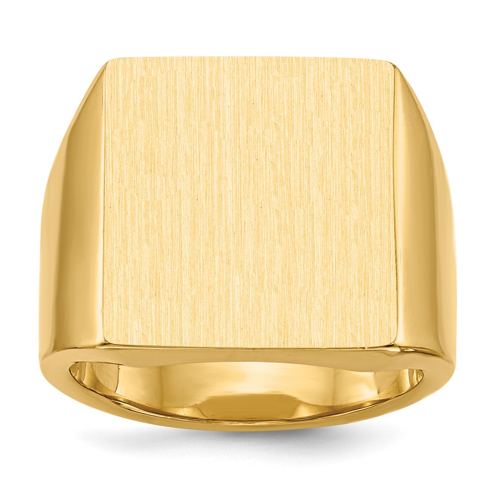 14k 16.5x17.5mm Rectangle Closed Back Mens Signet Ring