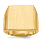 14k 16.5x17.5mm Rectangle Closed Back Mens Signet Ring