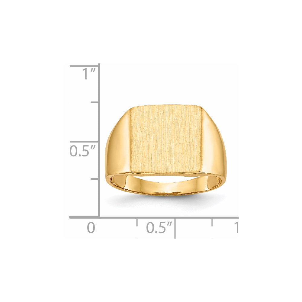 14k 13.0x13.0mm Square Open Back Mens Signet Ring
