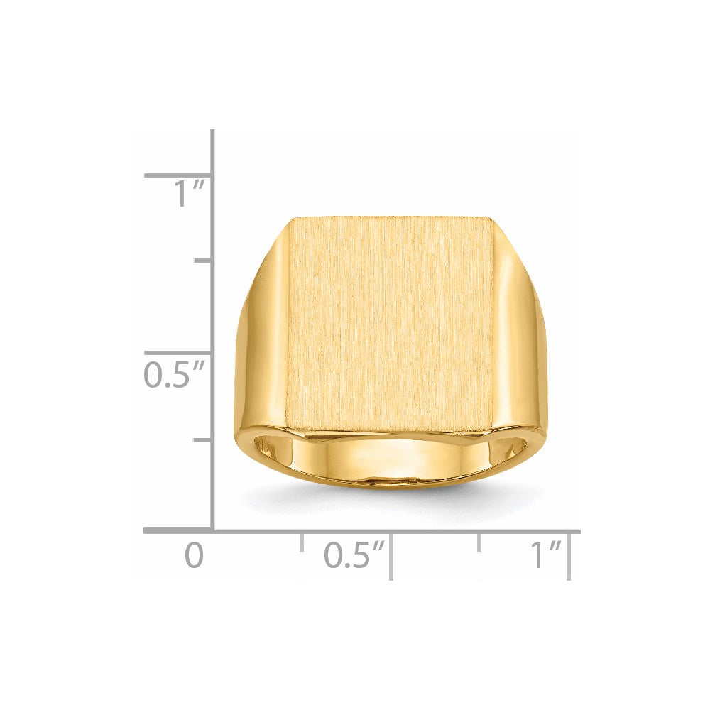14k 15.5x17.5mm Rectangle Open Back Mens Signet Ring