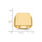 14k 15.5x17.5mm Rectangle Open Back Mens Signet Ring