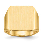 14k 15.5x17.5mm Rectangle Open Back Mens Signet Ring
