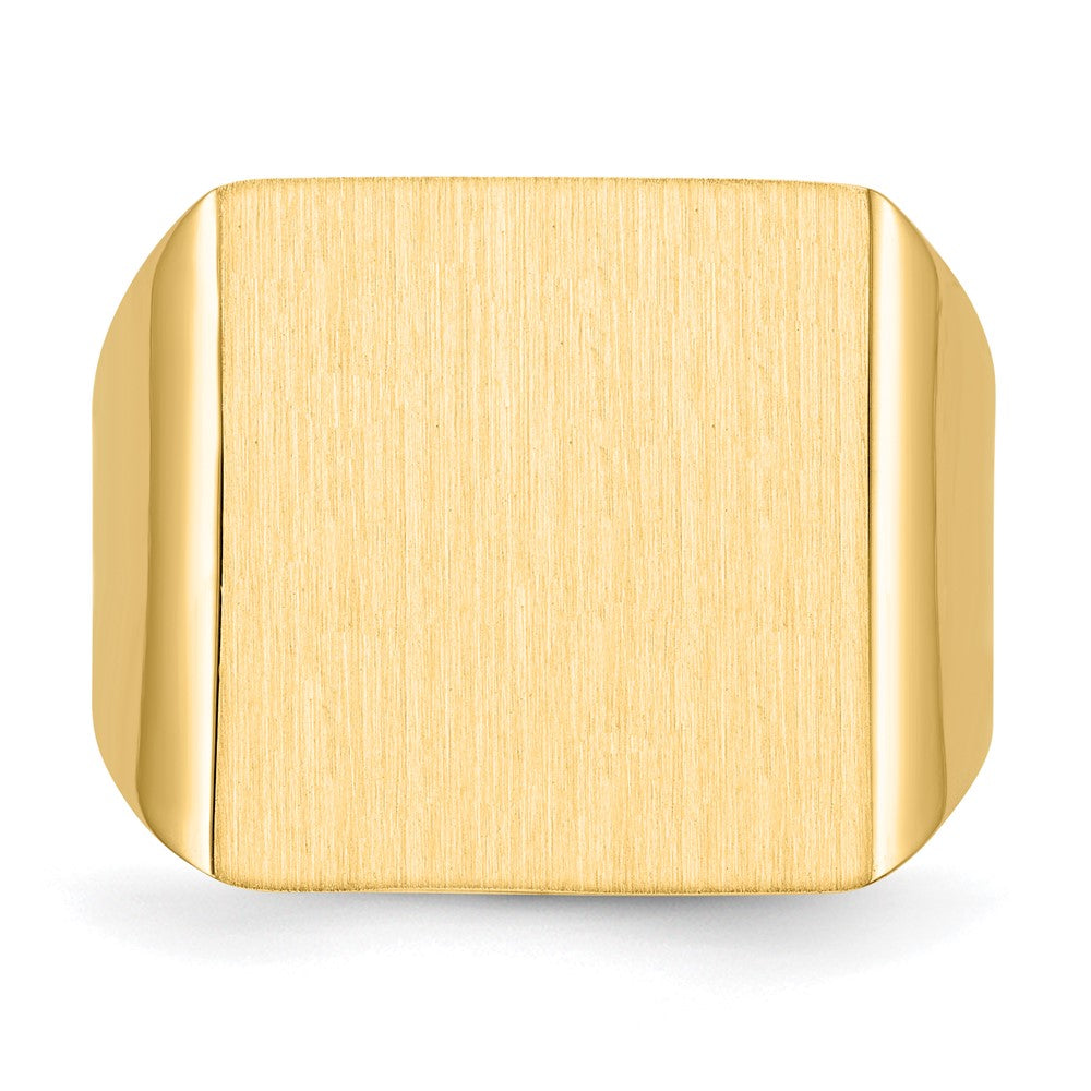 14k 16.5x17.5mm Rectangle Open Back Mens Signet Ring