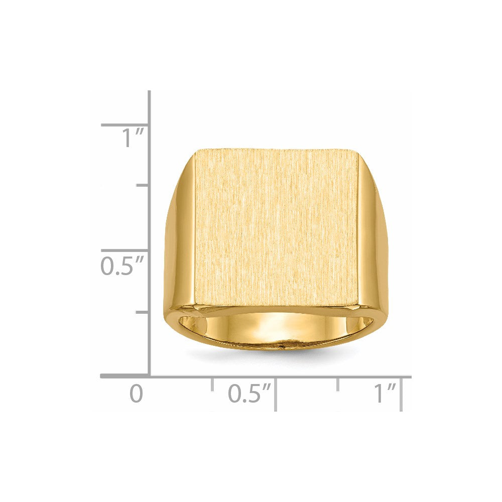 14k 16.5x17.5mm Rectangle Open Back Mens Signet Ring