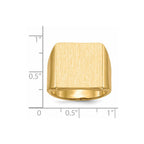 14k 16.5x17.5mm Rectangle Open Back Mens Signet Ring