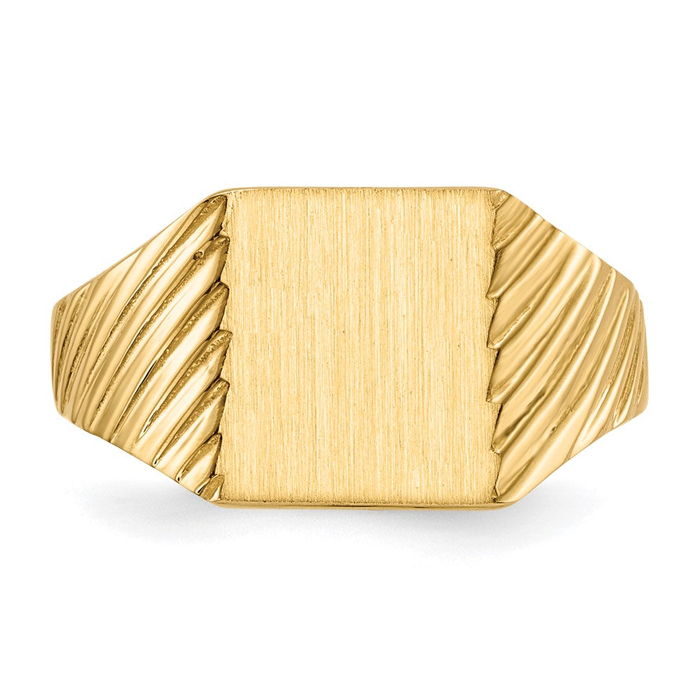 14k 8.0x9.5mm Rectangle Closed Back Signet Ring