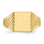 14k 8.0x9.5mm Rectangle Closed Back Signet Ring