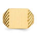 14k 13.0x13.0mm Square Closed Back Mens Signet Ring