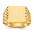 14k 13.0x13.0mm Square Closed Back Mens Signet Ring