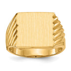 14k 13.0x13.0mm Square Closed Back Mens Signet Ring