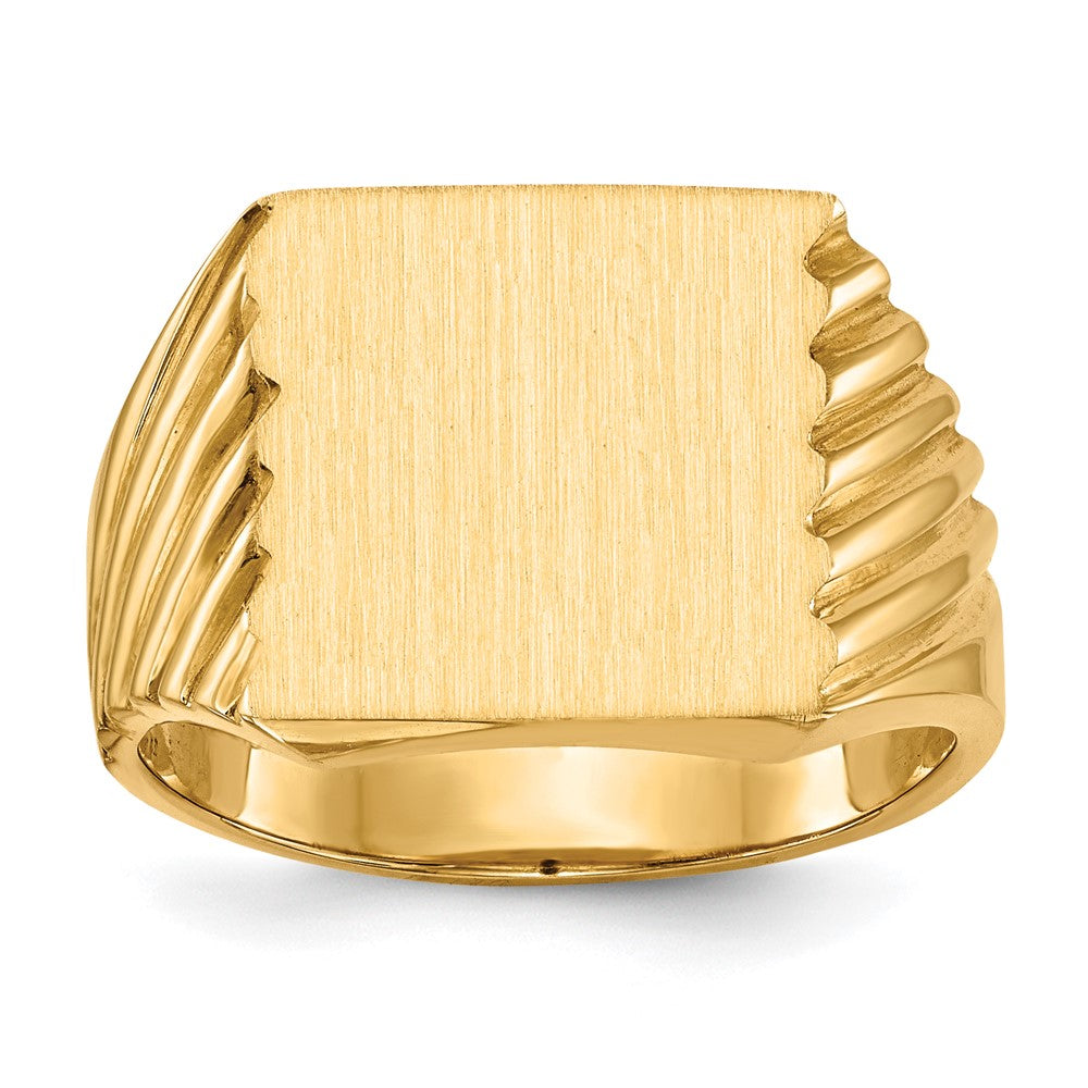 14k 13.0x13.0mm Square Closed Back Mens Signet Ring