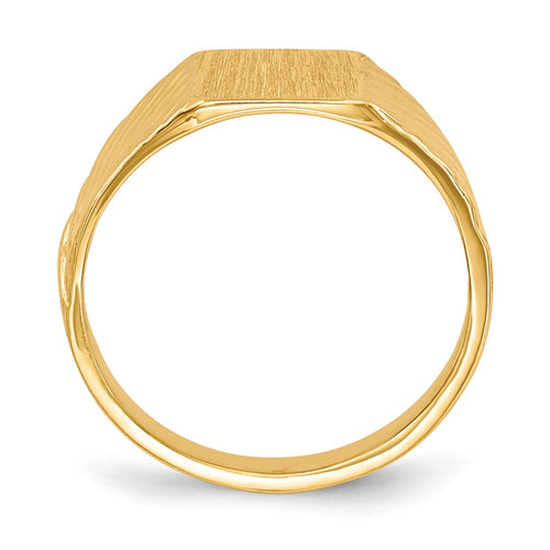 10k 8.5x7.0mm Rectangle Open Back Baby / Childs Signet Ring