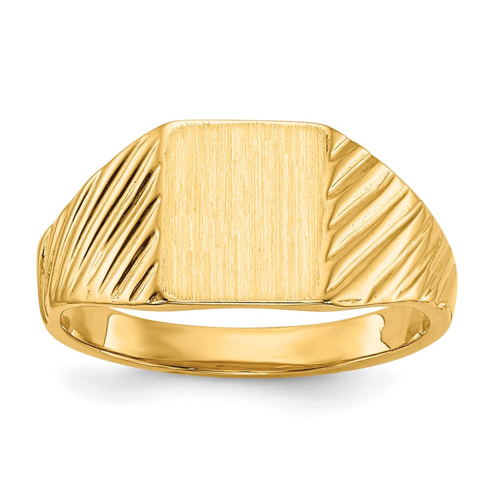 10k 8.5x7.0mm Rectangle Open Back Baby / Childs Signet Ring