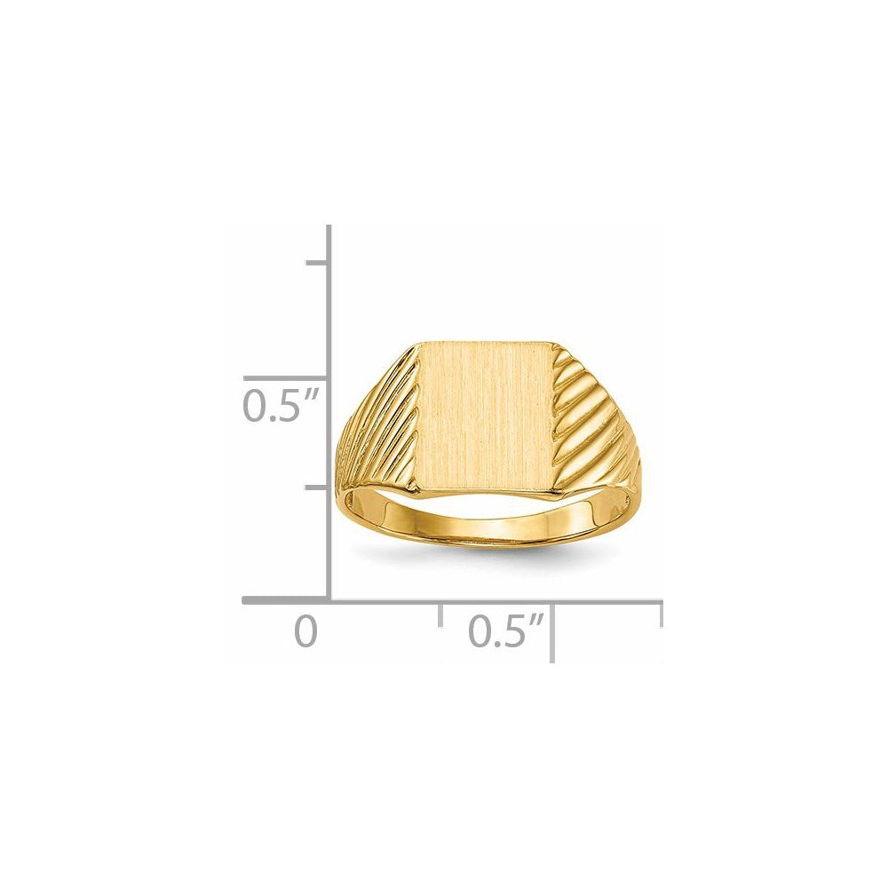 14k 8.0x9.5mm Rectangle Open Back Signet Ring