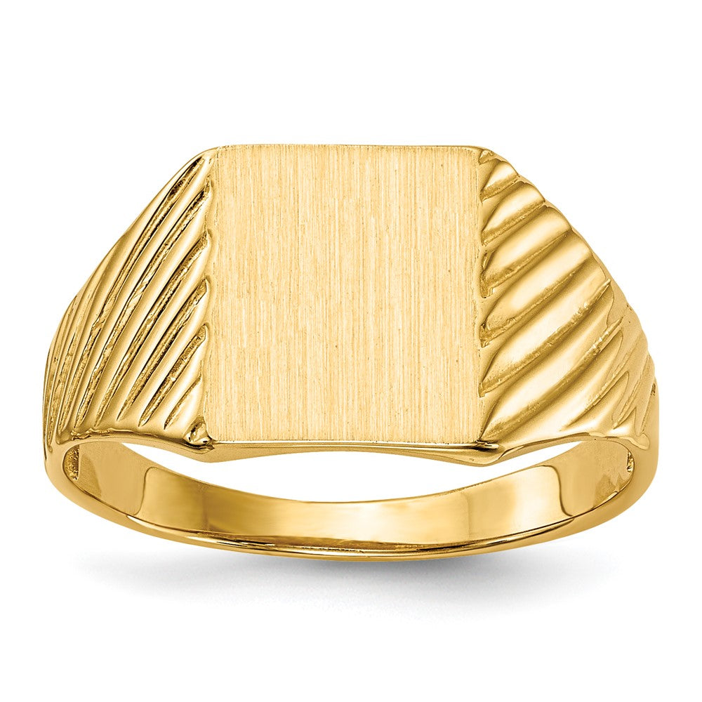 14k 8.0x9.5mm Rectangle Open Back Signet Ring