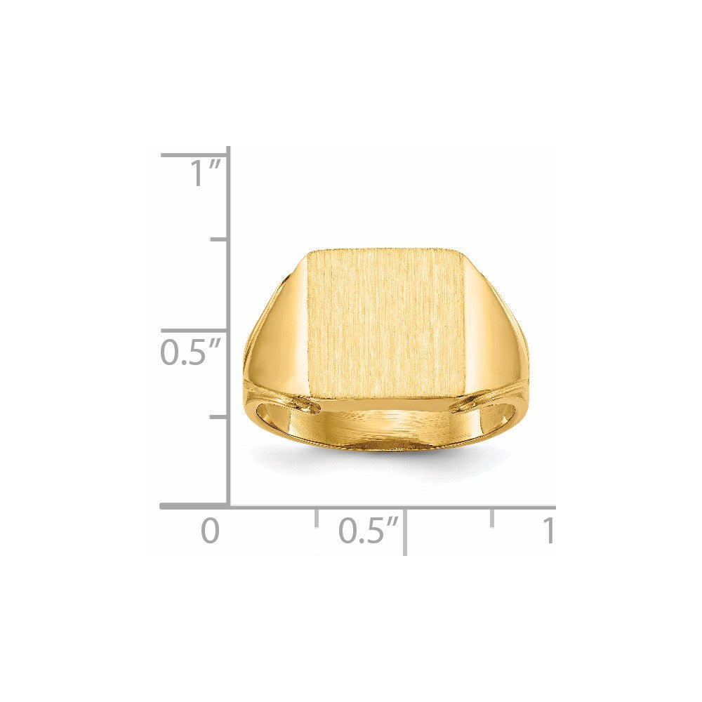 14k 12.0x12.0mm Square Open Back Mens Signet Ring