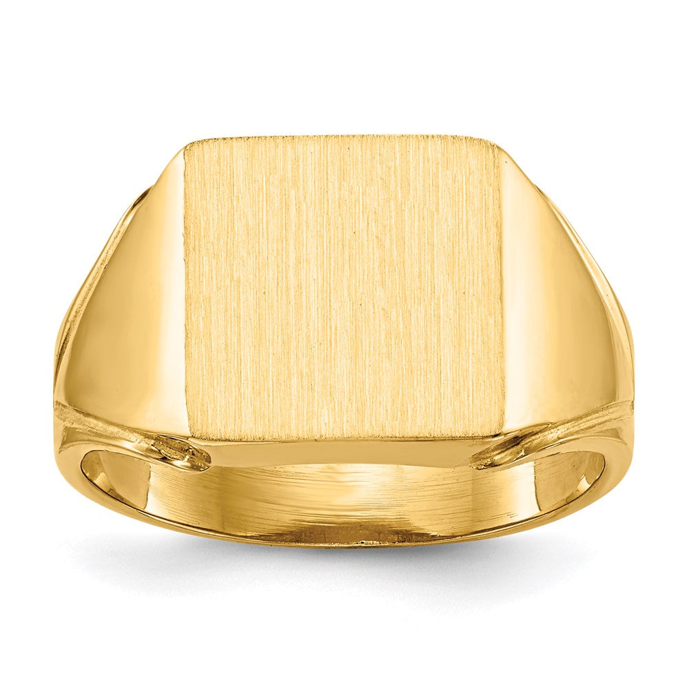 14k 12.0x12.0mm Square Open Back Mens Signet Ring