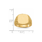 14k 13.5x13.5mm Cushion Closed Back Mens Signet Ring