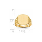 14k 14.0x12.5mm Cushion Closed Back Mens Nugget Signet Ring