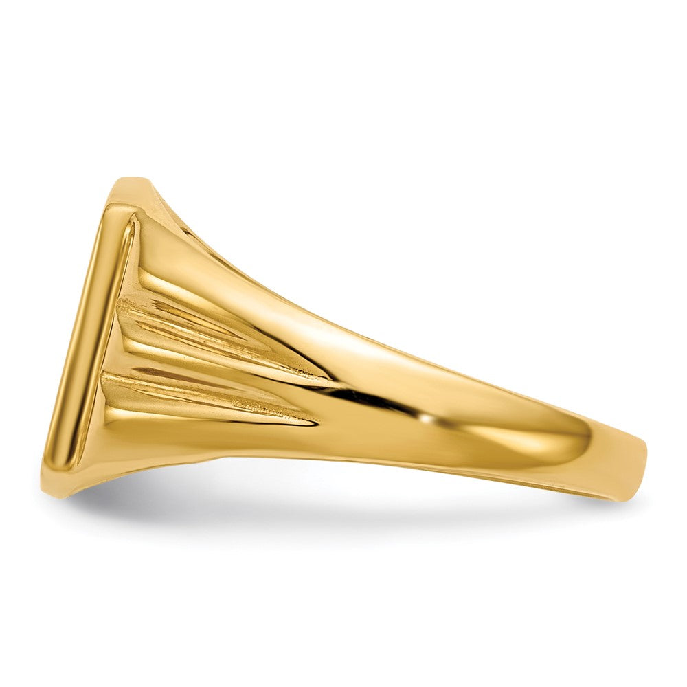 14k 8.5x10.5mm Cushion Closed Back Signet Ring
