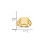 14k 8.5x10.5mm Cushion Closed Back Signet Ring