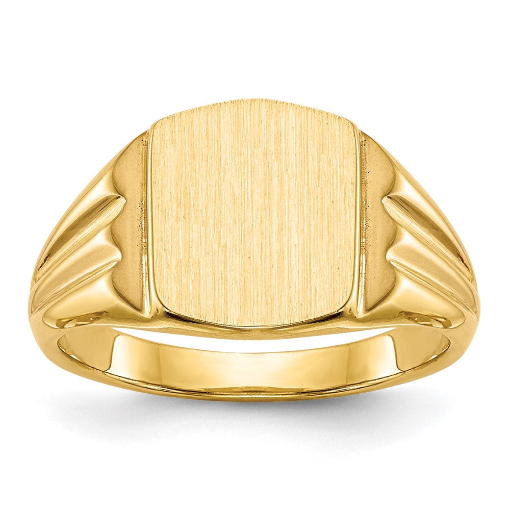 14k 8.5x10.5mm Cushion Closed Back Signet Ring