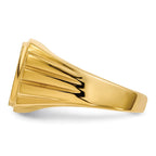 14k .02ct. VS Diamond 12.0x11.5mm Cushion Open Back Grooved Sides Mens Signet Ring