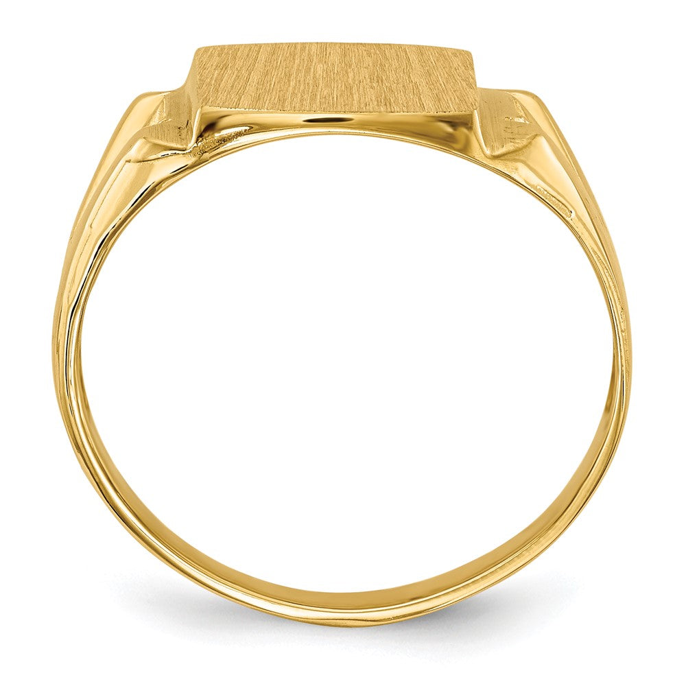 14k .02ct. AA Diamond 11.0x12.0mm Cushion Open Back Mens Signet Ring