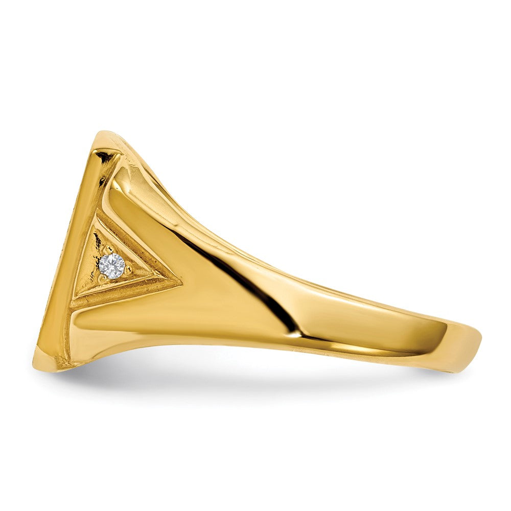 14k .02ct. AA Diamond 11.0x12.0mm Cushion Open Back Mens Signet Ring