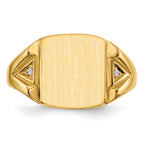 14k .02ct. AA Diamond 11.0x12.0mm Cushion Open Back Mens Signet Ring