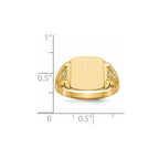 14k .02ct. AA Diamond 11.0x12.0mm Cushion Open Back Mens Signet Ring