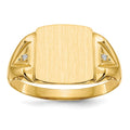 14k .02ct. AAA Diamond 11.0x12.0mm Cushion Open Back Mens Signet Ring