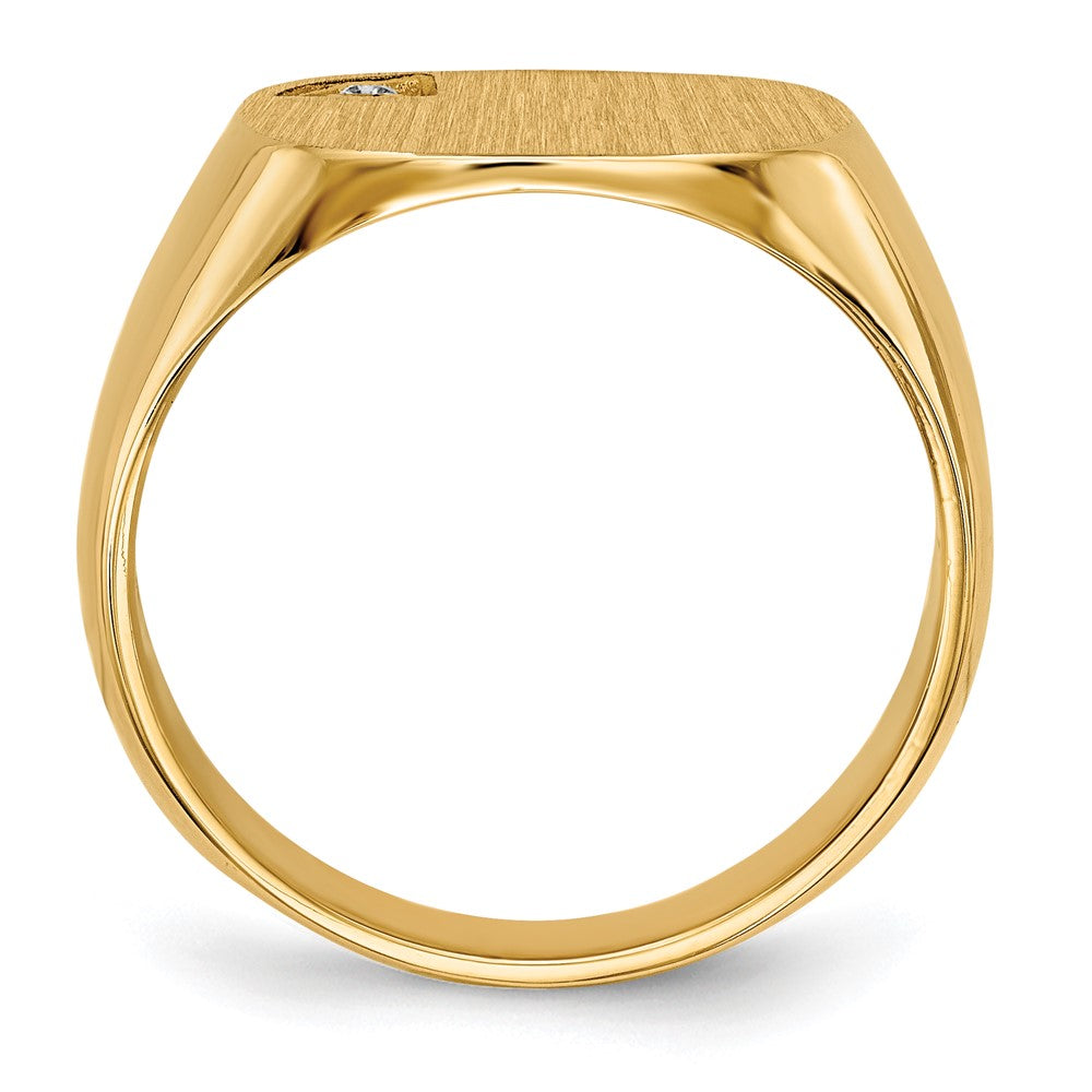 14k 1/2 point AAA Diamond 15.0x15.0mm Cushion Closed Back Mens Signet Ring